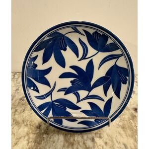 Vintage Japanese Blue and White Porcelain Lily Floral 6.25 Inch Small Plate